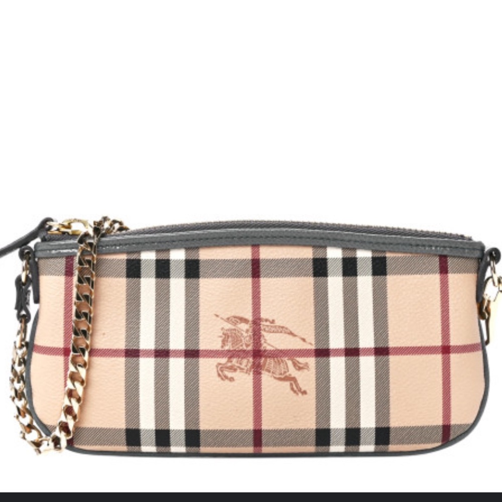 Burberry Beige and Black Check Pochette. Like New.
